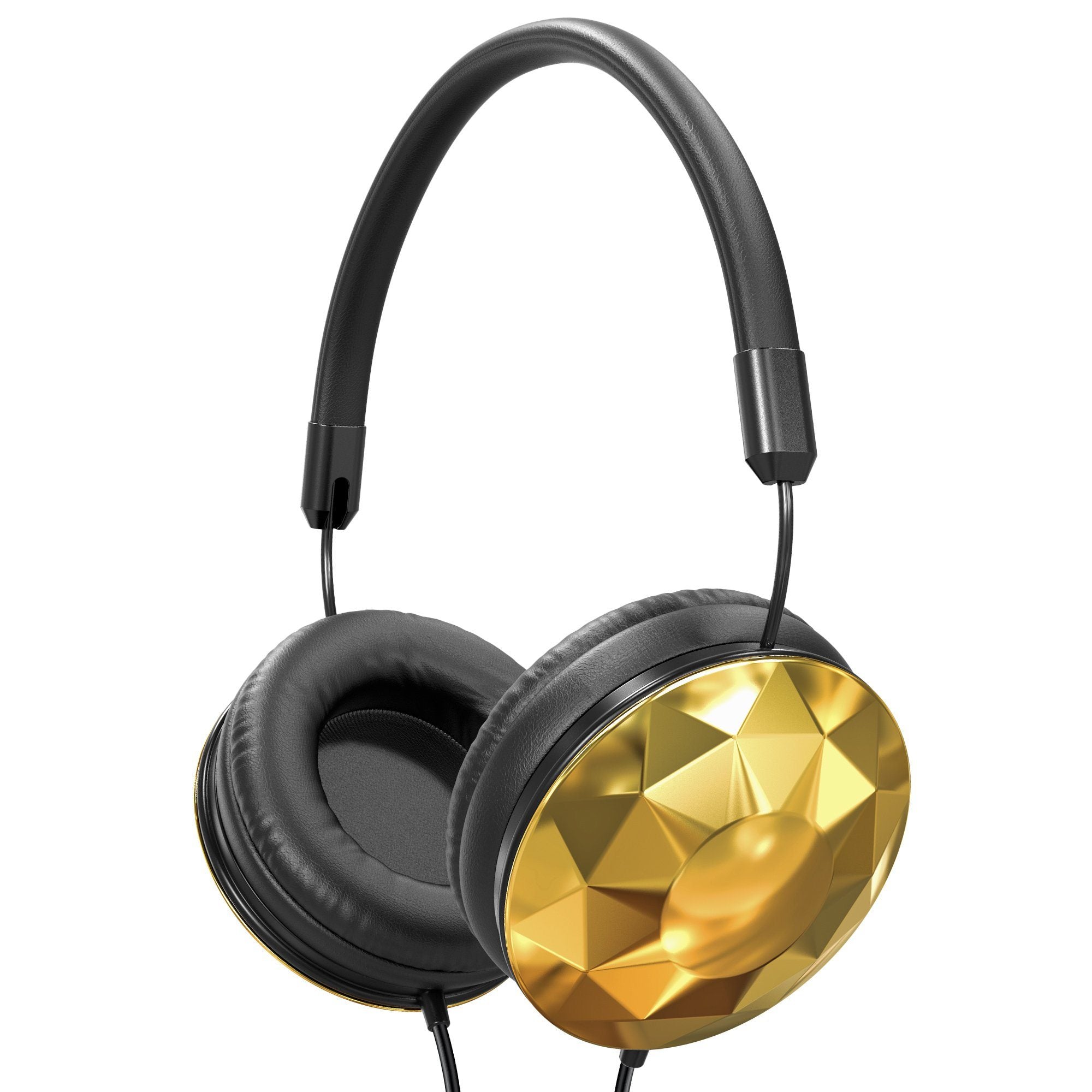 Art & Sound Faceted On-Ear Wired Headphones Gold On-Ear Headphones - Tophatter Daily Deals